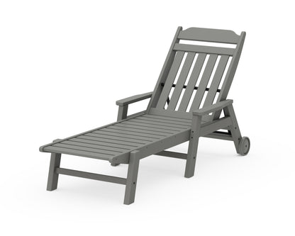 Country Living Cottage Chaise with Arms and Wheels in Slate Grey