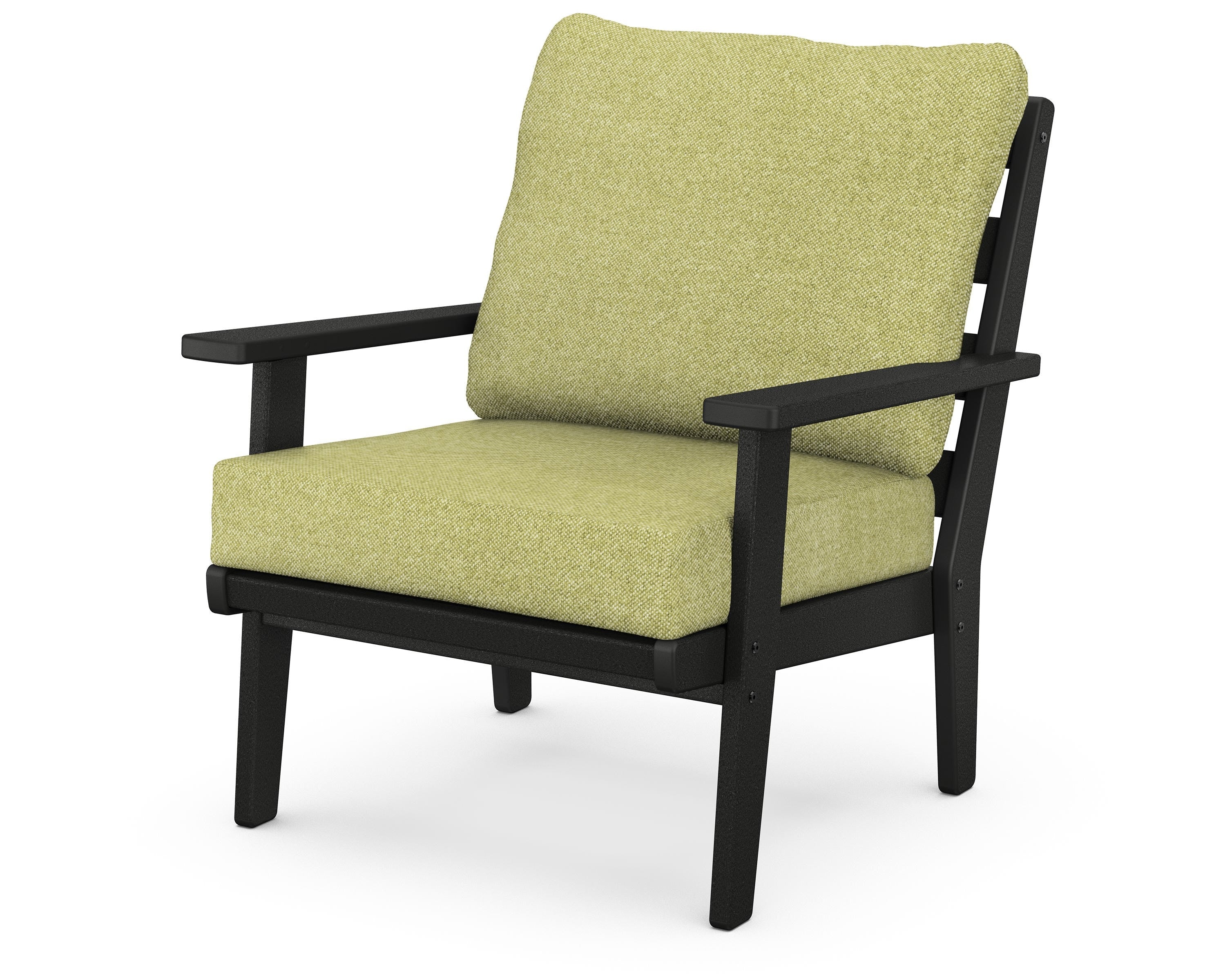 POLYWOOD® Grant Park Deep Seating Chair in Black / Chartreuse Boucle