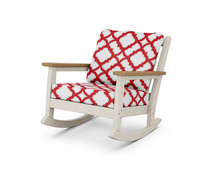 POLYWOOD® Chippendale Deep Seating Rocking Chair in Sand / Natural / Trellis Crimson