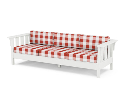 Martha Stewart by POLYWOOD® Acadia Deep Seating Sofa in White / Buffalo Plaid Crimson