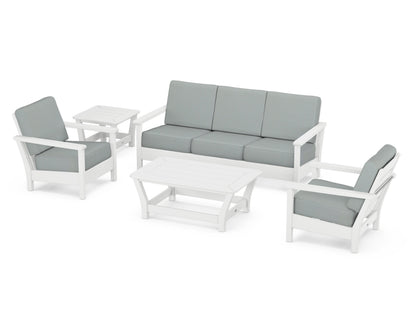 POLYWOOD® Harbour 5-Piece Deep Seating Set in White / Spa