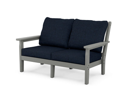 POLYWOOD® Chippendale Deep Seating Loveseat in Slate Grey / Marine Indigo
