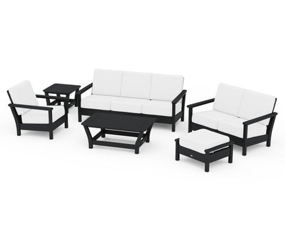 POLYWOOD® Harbour 6-Piece Outdoor Living Set in Black / Natural