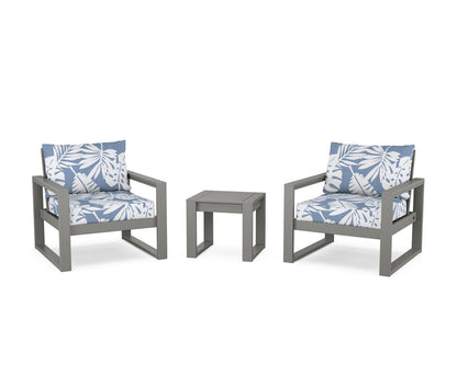 POLYWOOD® EDGE Sectional 3-Piece Deep Seating Set in Slate Grey / Leaf Sky Blue