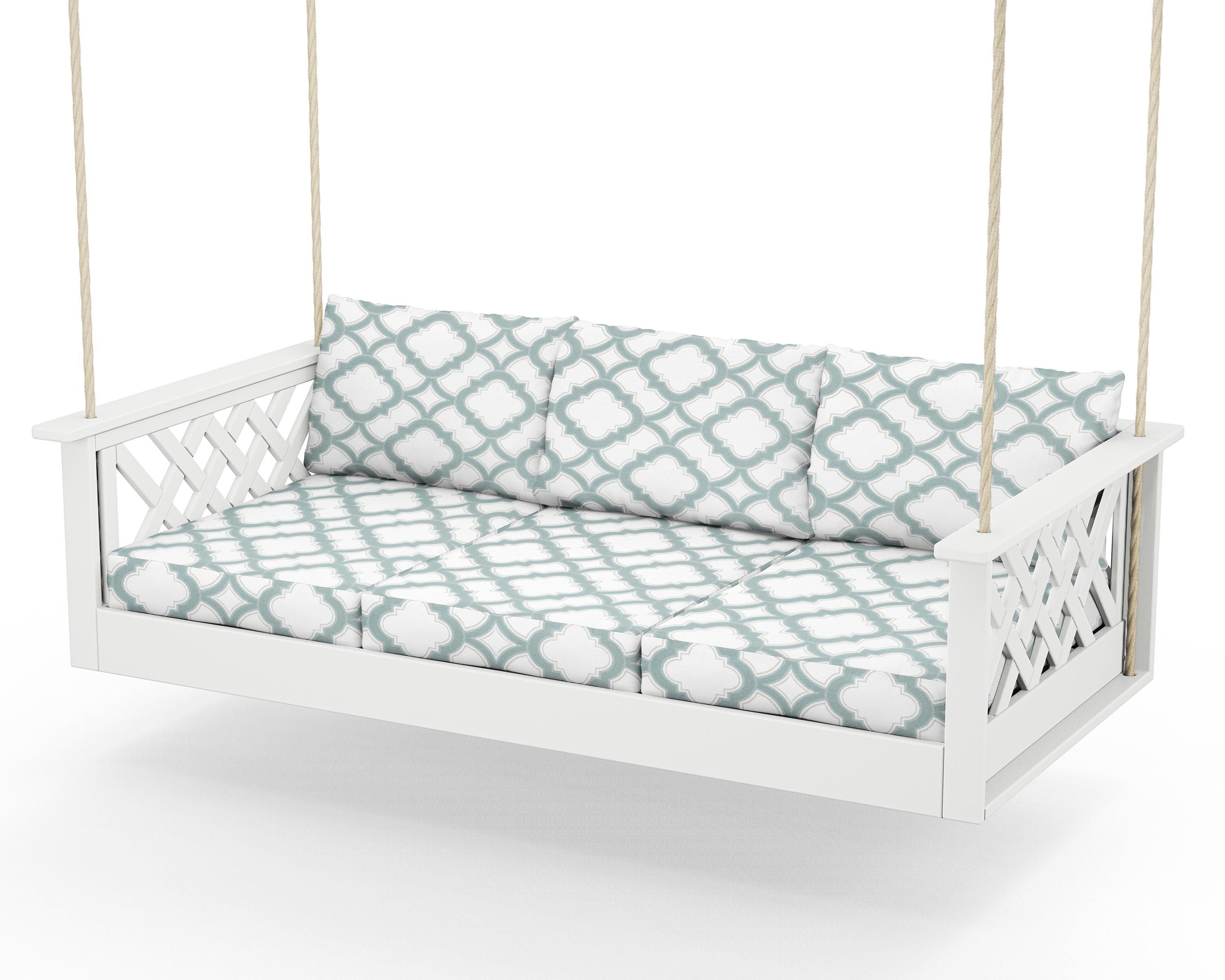 Country Living Wovendale Daybed Swing in White / Trellis Glacier Spa