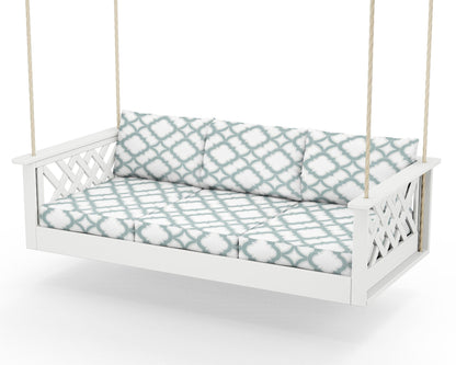 Country Living Wovendale Daybed Swing in White / Trellis Glacier Spa