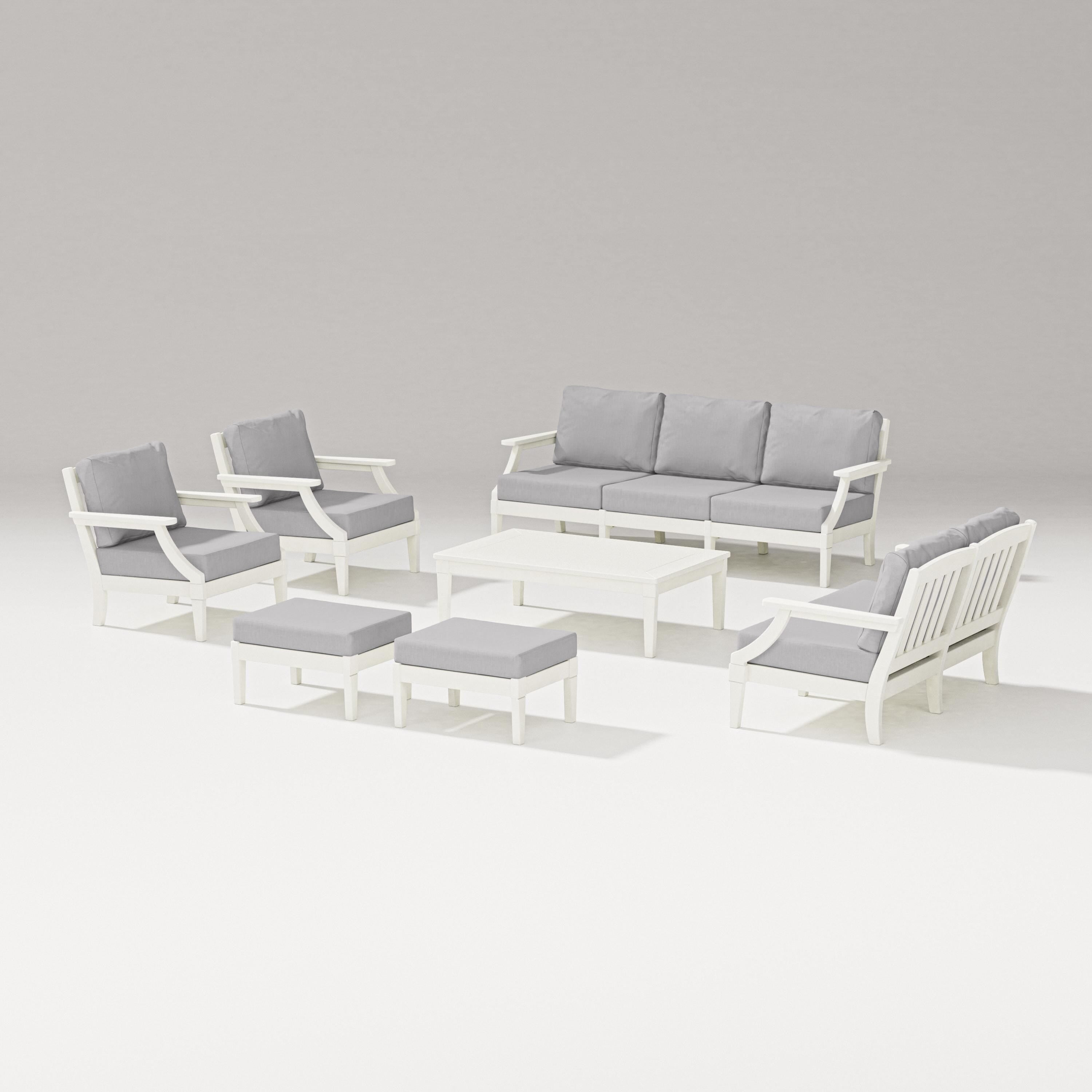 PW Designer Series Estate 7-Piece Lounge Sofa Set in Vintage White / Granite
