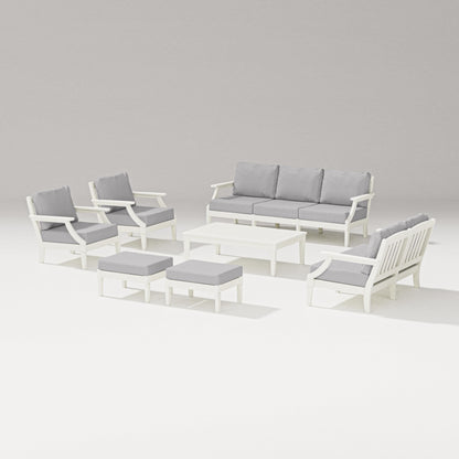 PW Designer Series Estate 7-Piece Lounge Sofa Set in Vintage White / Granite