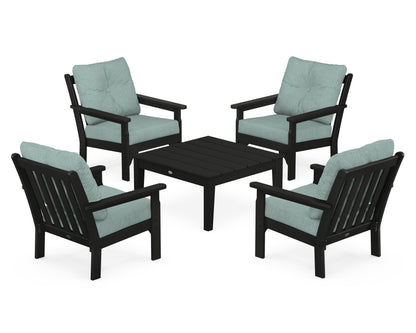 POLYWOOD® Vineyard 5-Piece Deep Seating Conversation Set in Black / Glacier Spa