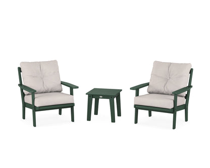 POLYWOOD® Oxford 3-Piece Deep Seating Set in Green / Dune Burlap