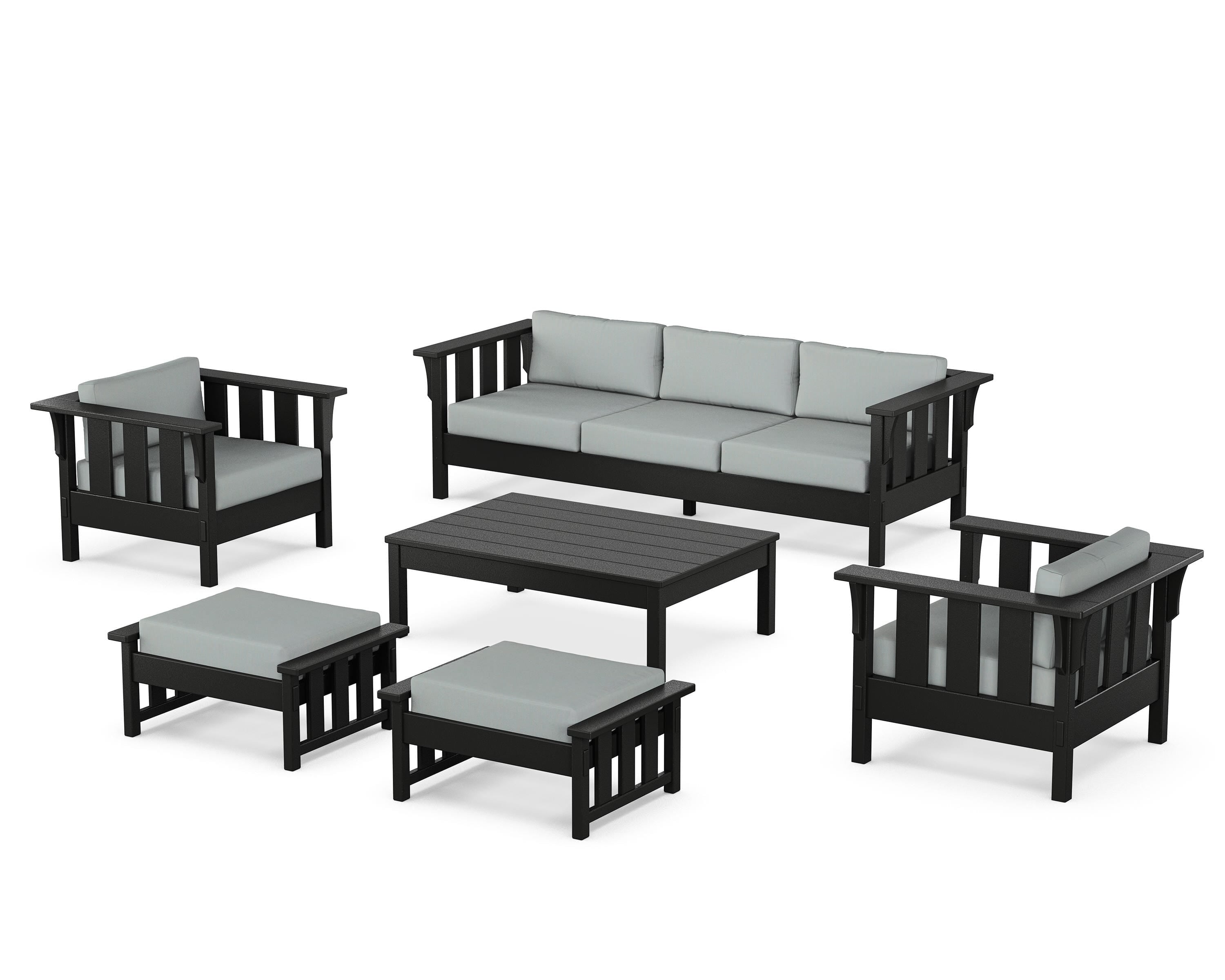 Martha Stewart by POLYWOOD® Acadia 6-Piece Lounge Sofa Set in Black / Spa