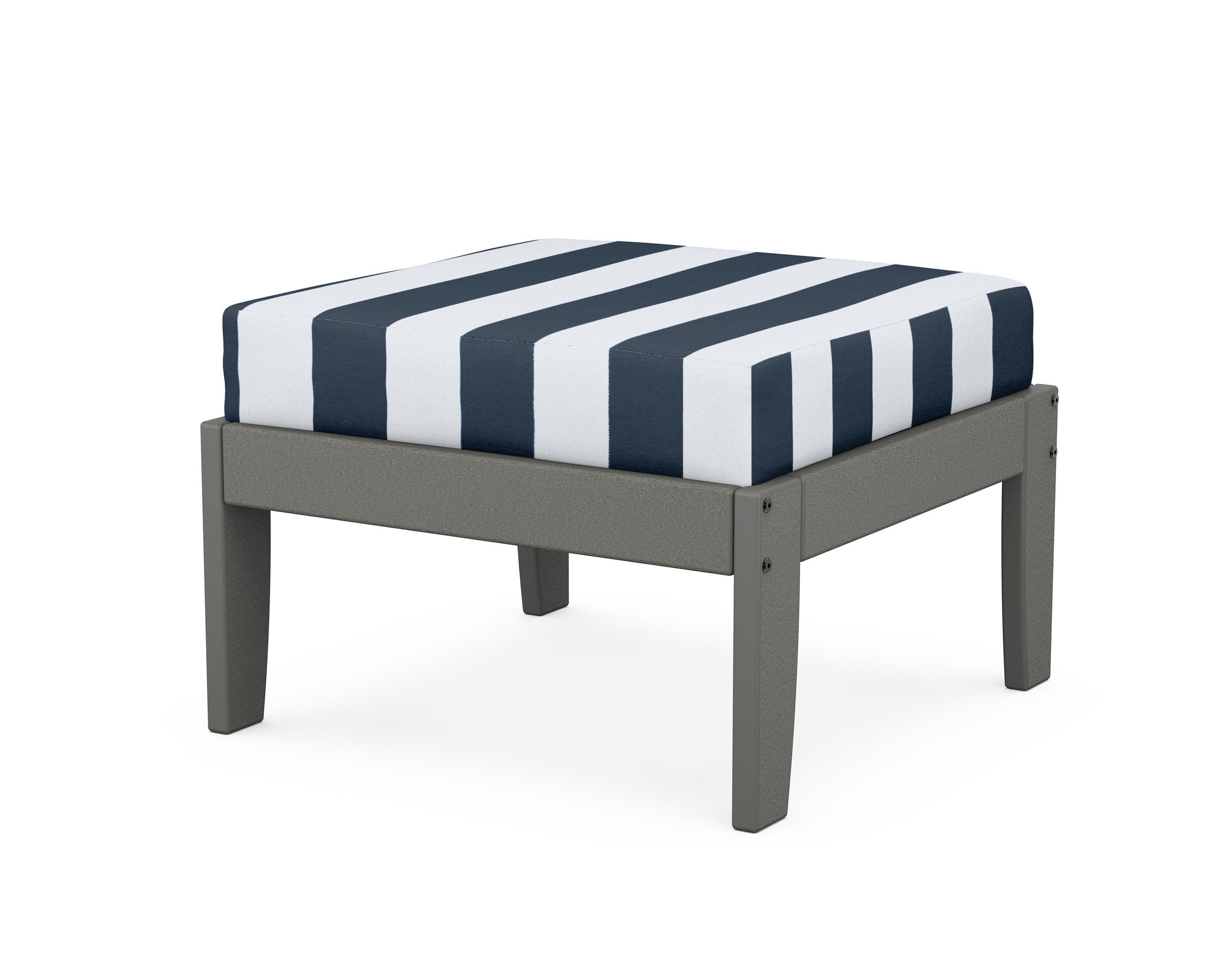 Unbranded Modular Ottoman - Classic in Slate Grey / Cabana Stripe Marine Indigo