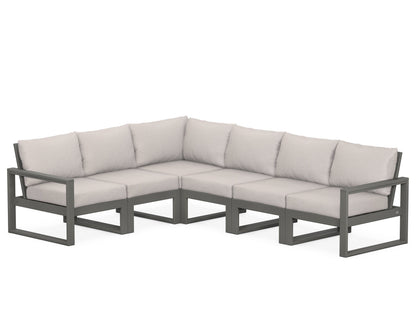 POLYWOOD® EDGE 6-Piece Modular Deep Seating Set in Slate Grey / Dune Burlap