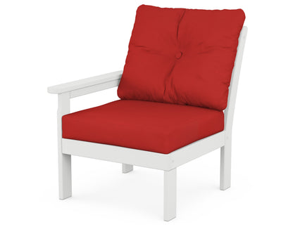 POLYWOOD® Vineyard Modular Left Arm Chair in White / Crimson Linen