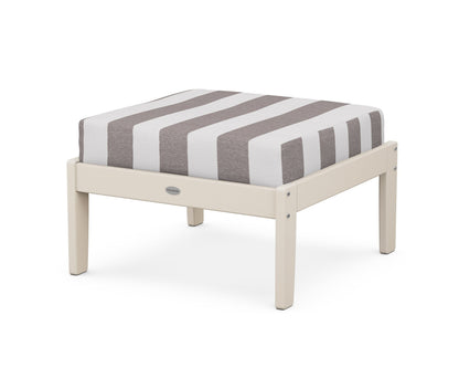 POLYWOOD® Braxton Deep Seating Ottoman in Sand / Cabana Stripe Grey Mist