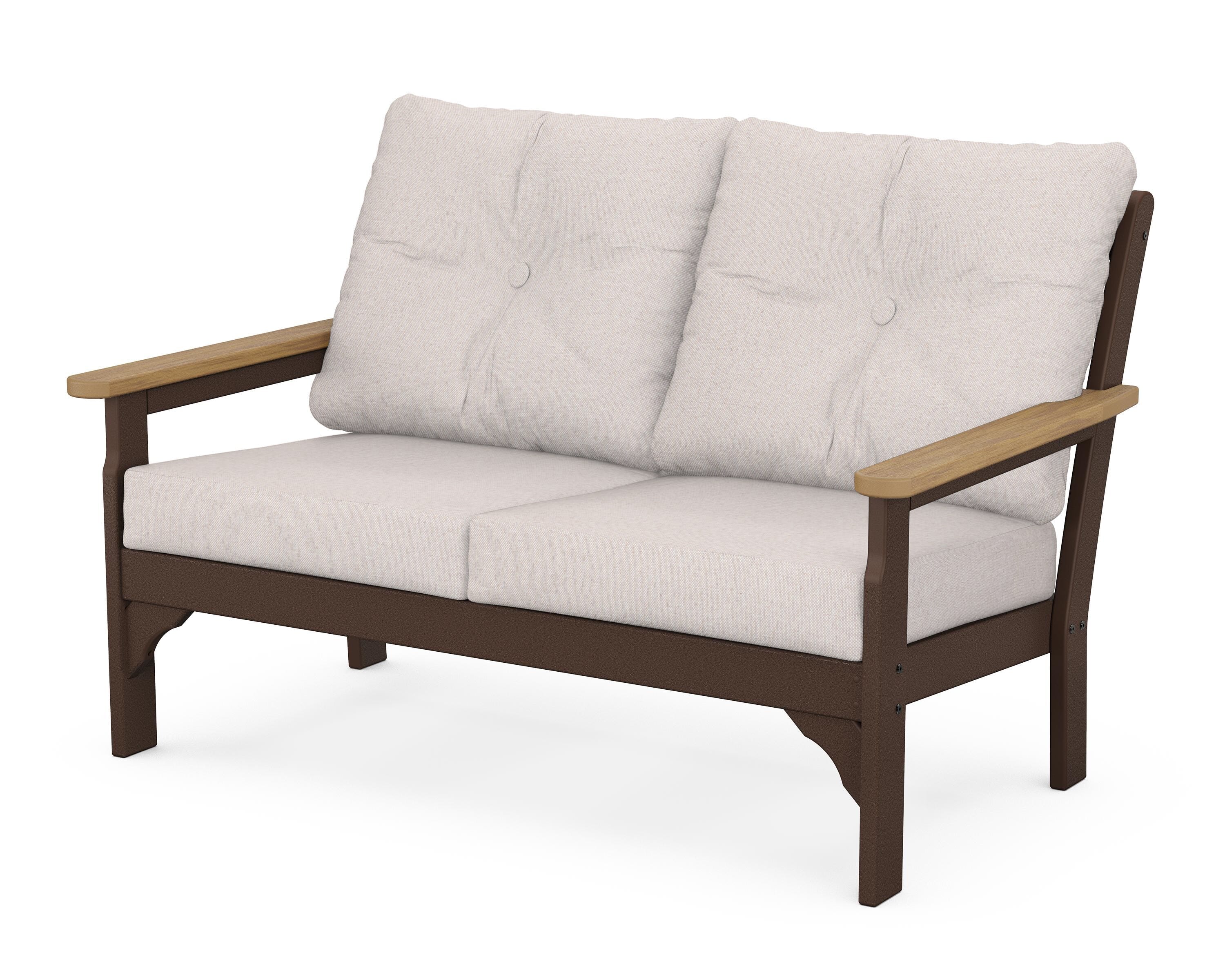 POLYWOOD® Vineyard Deep Seating Loveseat in Mahogany / Natural / Dune Burlap