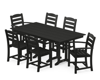POLYWOOD® La Casa Café 7-Piece Farmhouse Dining Set in Black