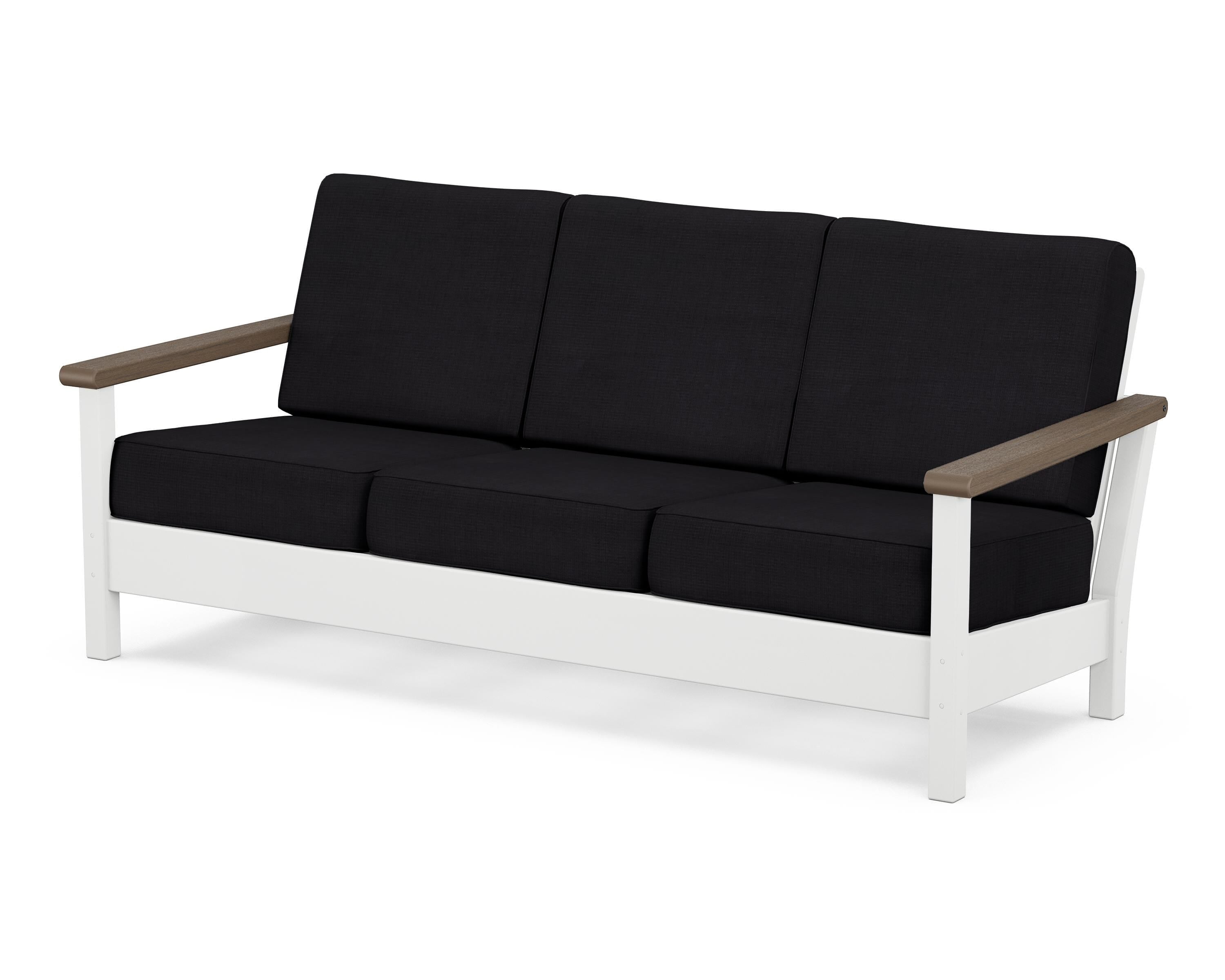 POLYWOOD® Harbour Deep Seating Sofa in White / Kona / Midnight Linen