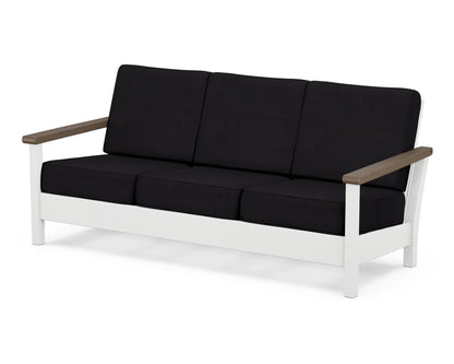 POLYWOOD® Harbour Deep Seating Sofa in White / Kona / Midnight Linen