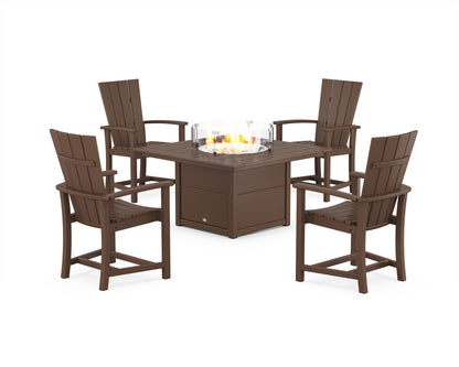 POLYWOOD® Quattro 4-Piece Upright Adirondack Conversation Set with Fire Pit Table in Mahogany