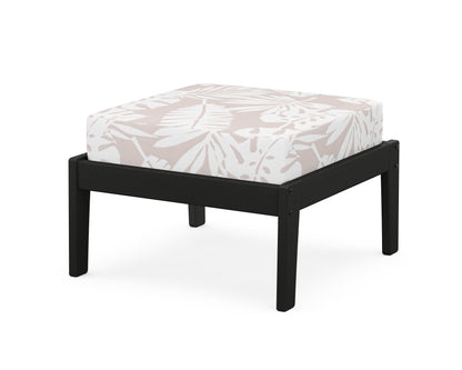 Unbranded Deep Seating Ottoman in Black / Leaf Dune Burlap