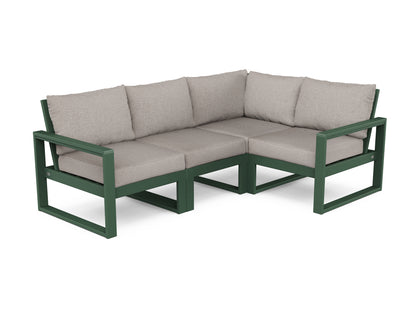 POLYWOOD® EDGE 4-Piece Modular Deep Seating Set in Green / Weathered Tweed