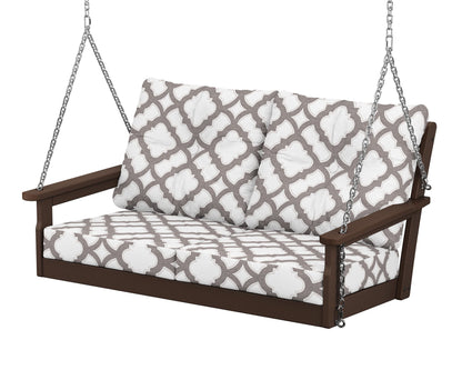 POLYWOOD® Vineyard Deep Seating Swing in Mahogany / Trellis Grey Mist