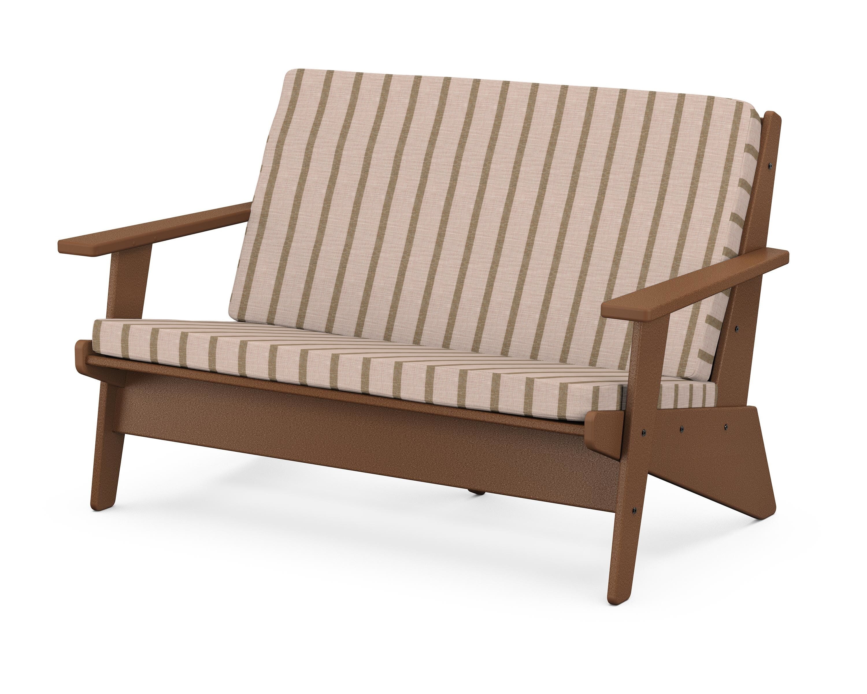 POLYWOOD® Riviera Modern Lounge Loveseat in Teak / Unwind Cameo