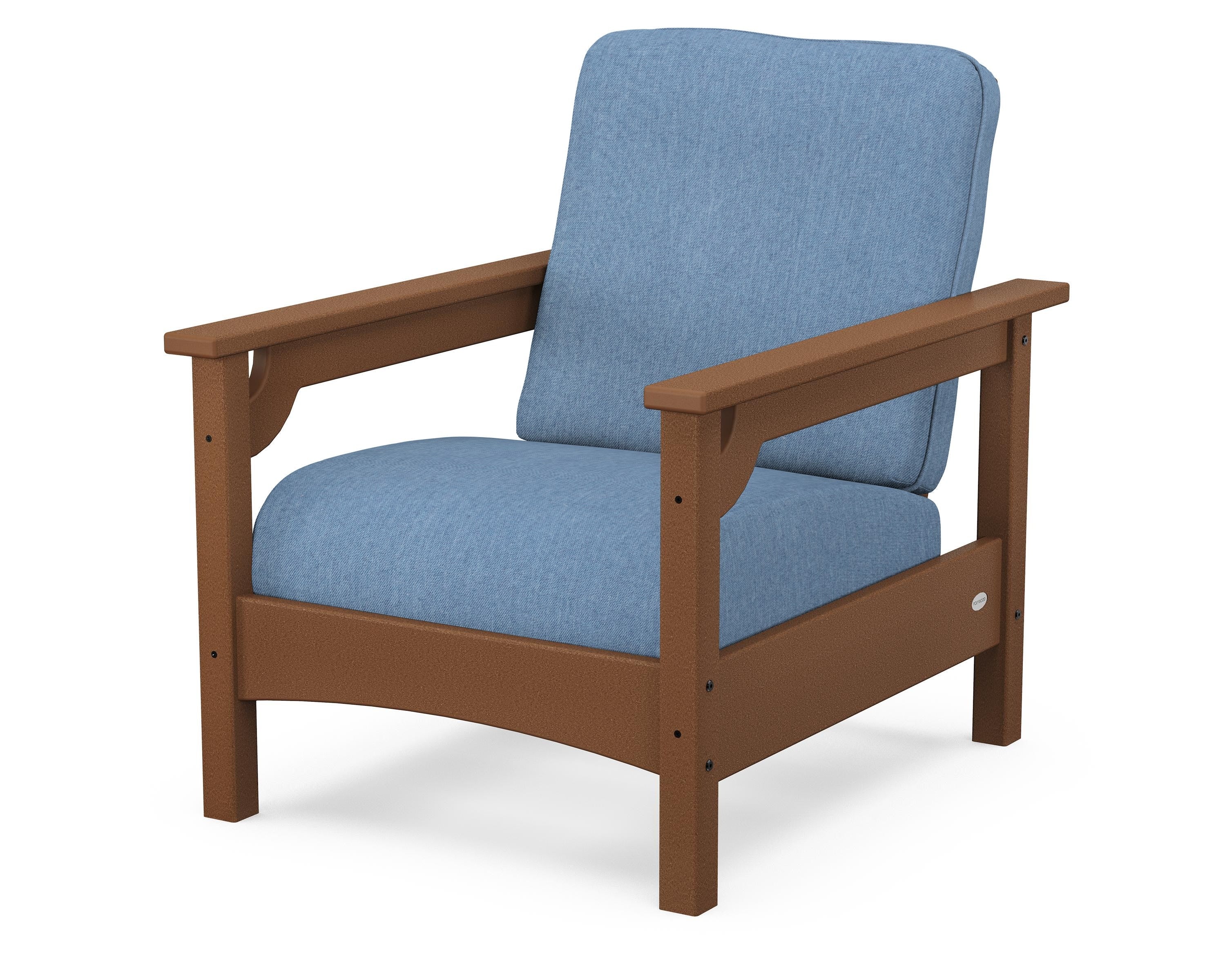 POLYWOOD® Club Chair in Teak / Sky Blue