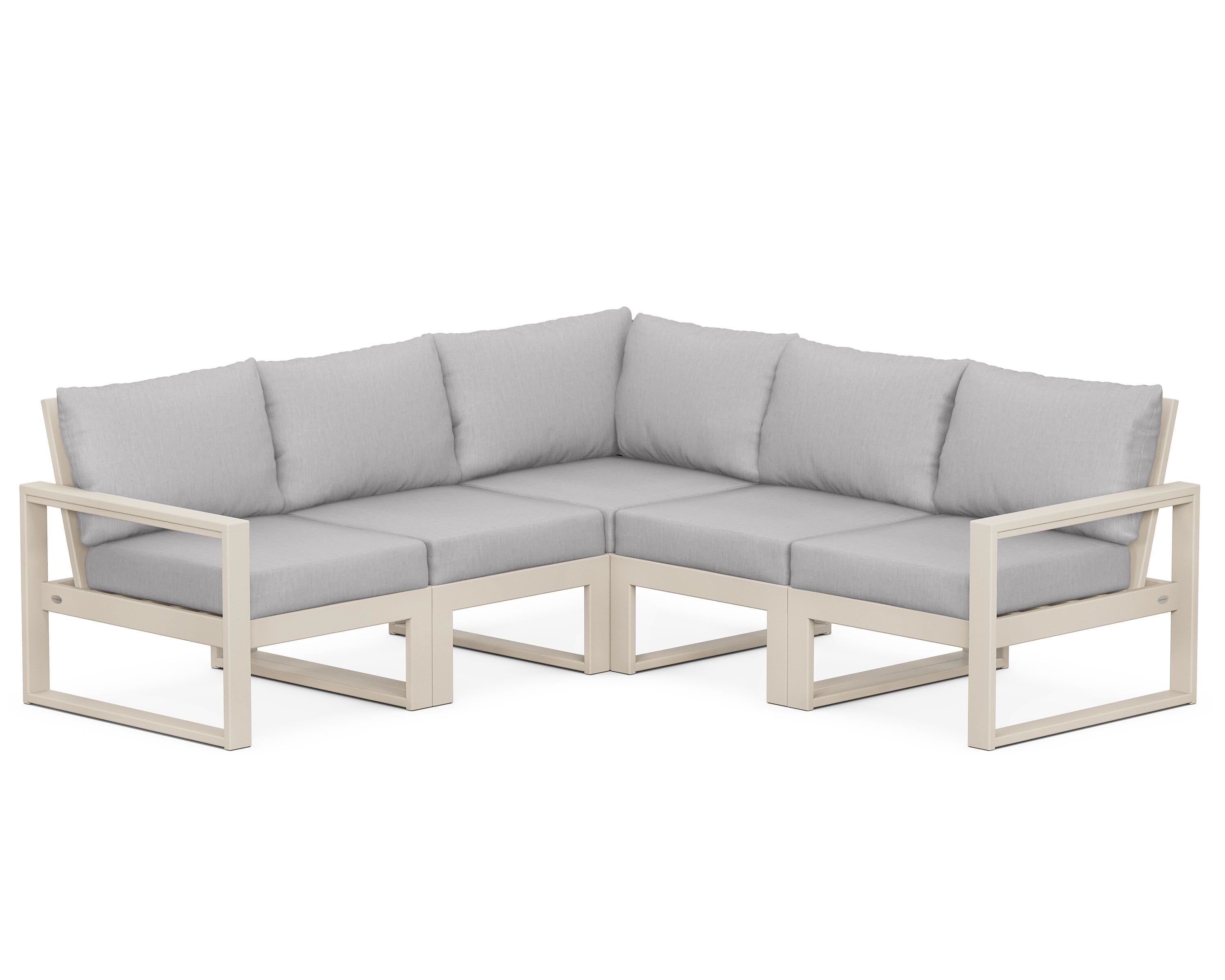 POLYWOOD® EDGE 5-Piece Modular Deep Seating Set in Sand / Granite