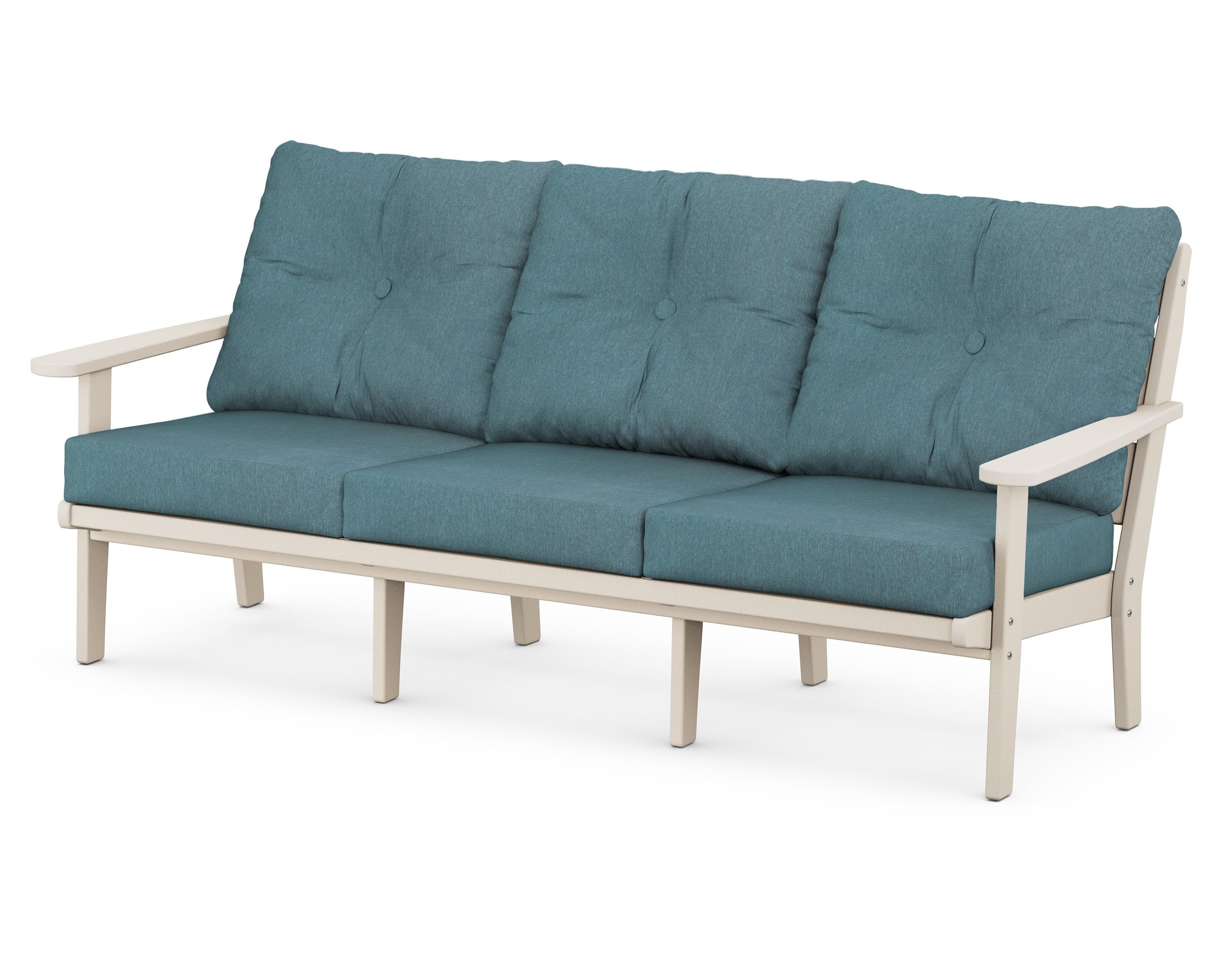 POLYWOOD® Lakeside Deep Seating Sofa in Sand / Ocean Teal