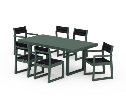 POLYWOOD® EDGE Sling 7-Piece Dining Set in Green / Black Sling