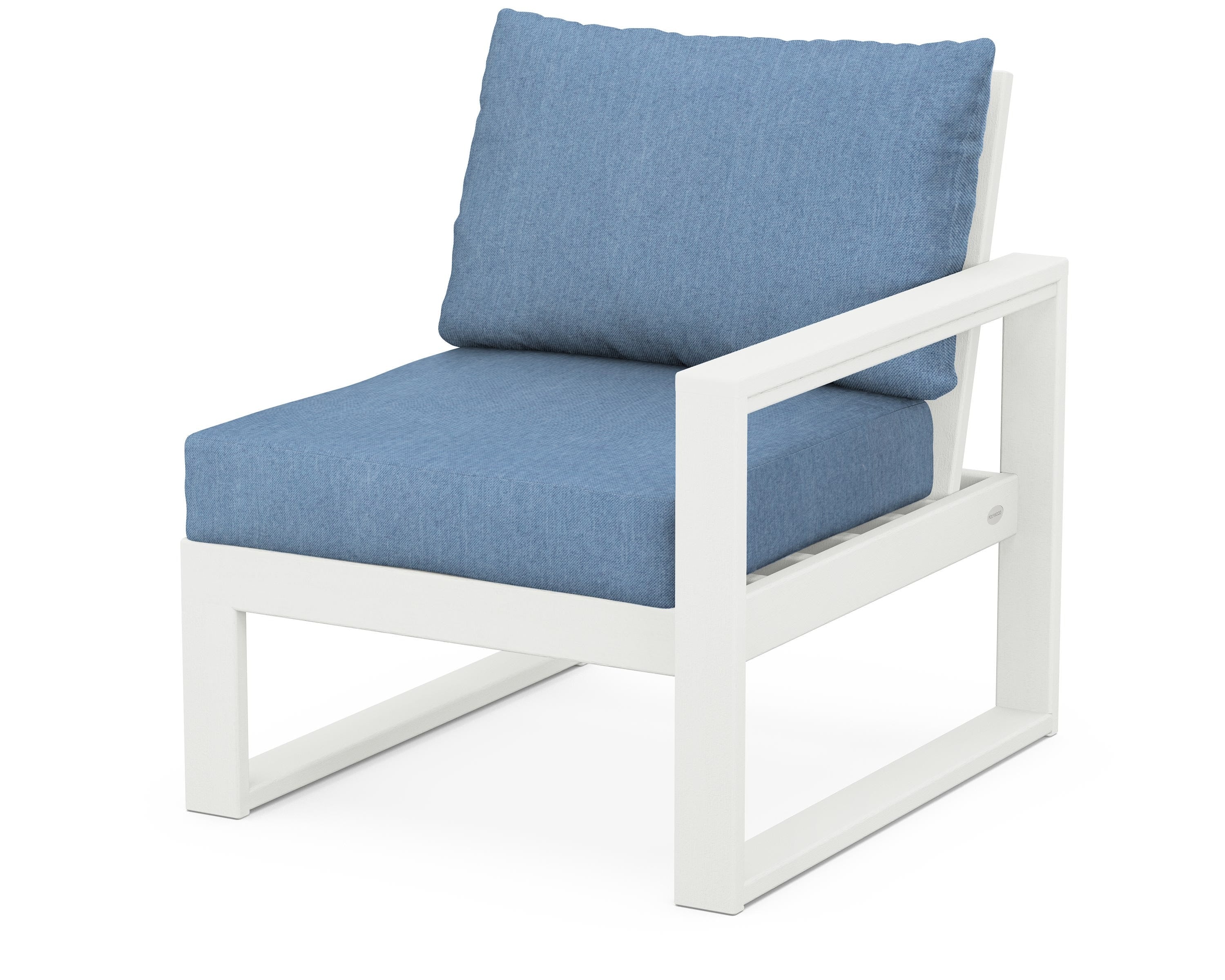 POLYWOOD® EDGE Modular Right Arm Chair in Vintage White / Sky Blue