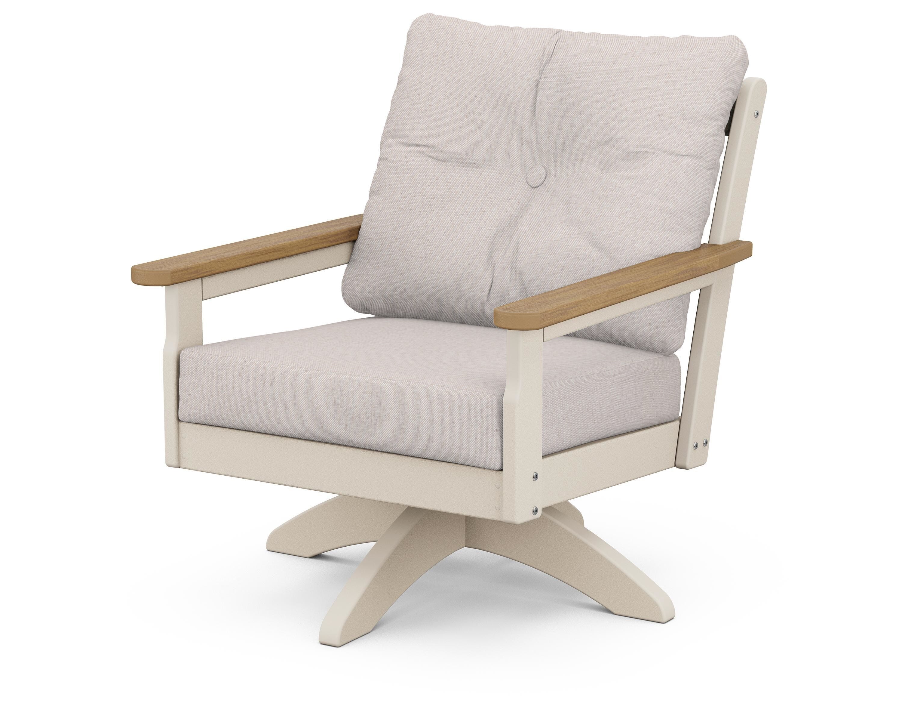 POLYWOOD® Vineyard Deep Seating Swivel Chair in Sand / Natural / Dune Burlap