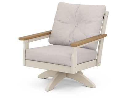POLYWOOD® Vineyard Deep Seating Swivel Chair in Sand / Natural / Dune Burlap