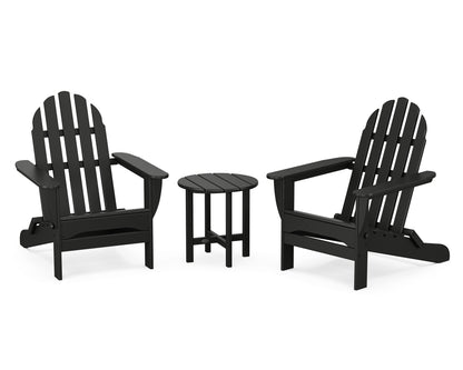 POLYWOOD® Classic Folding Adirondack 3-Piece Set in Black
