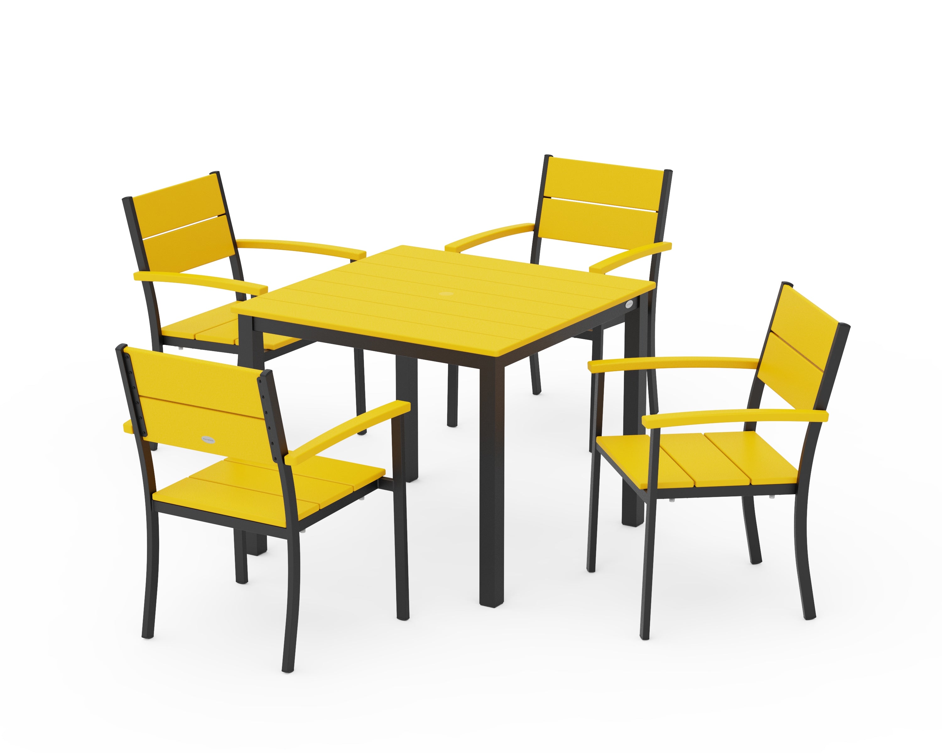 POLYWOOD® Main Street 5-Piece Dining Set in Black / Lemon