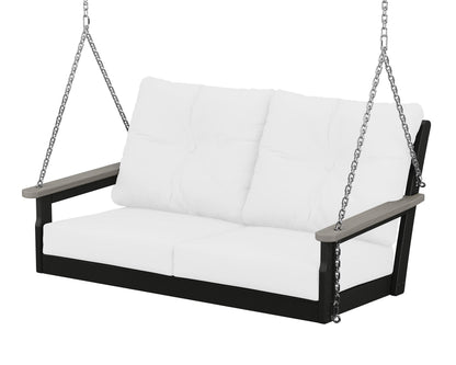 POLYWOOD® Vineyard Deep Seating Swing in Black / Driftwood / Natural