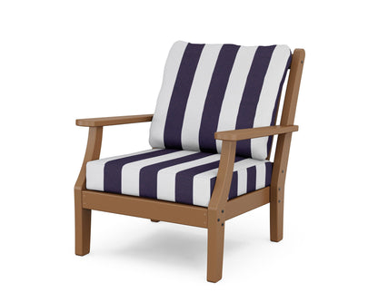 Country Living Wovendale Deep Seating Chair in Teak / Cabana Stripe Navy