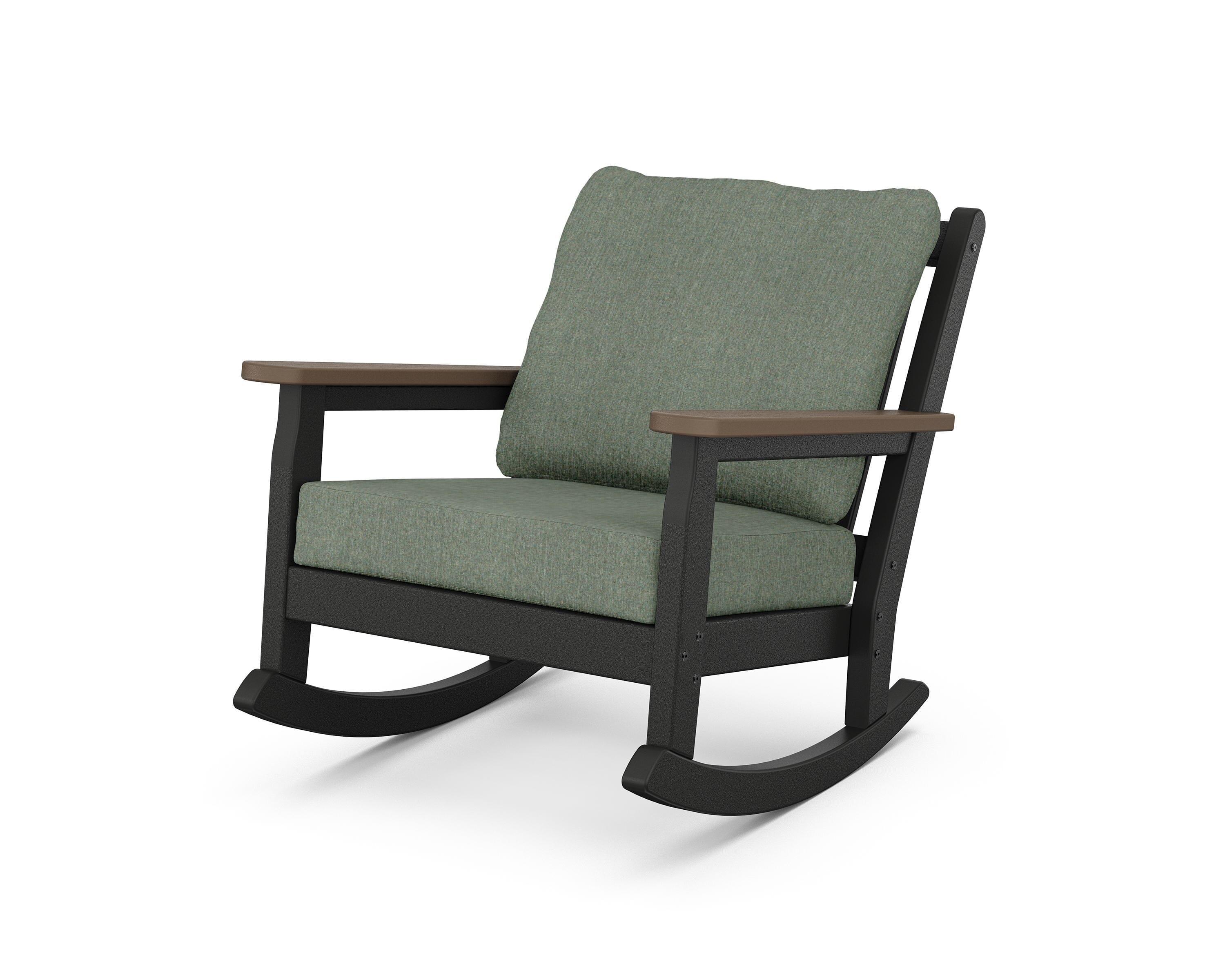 POLYWOOD® Chippendale Deep Seating Rocking Chair in Black / Kona / Cast Sage