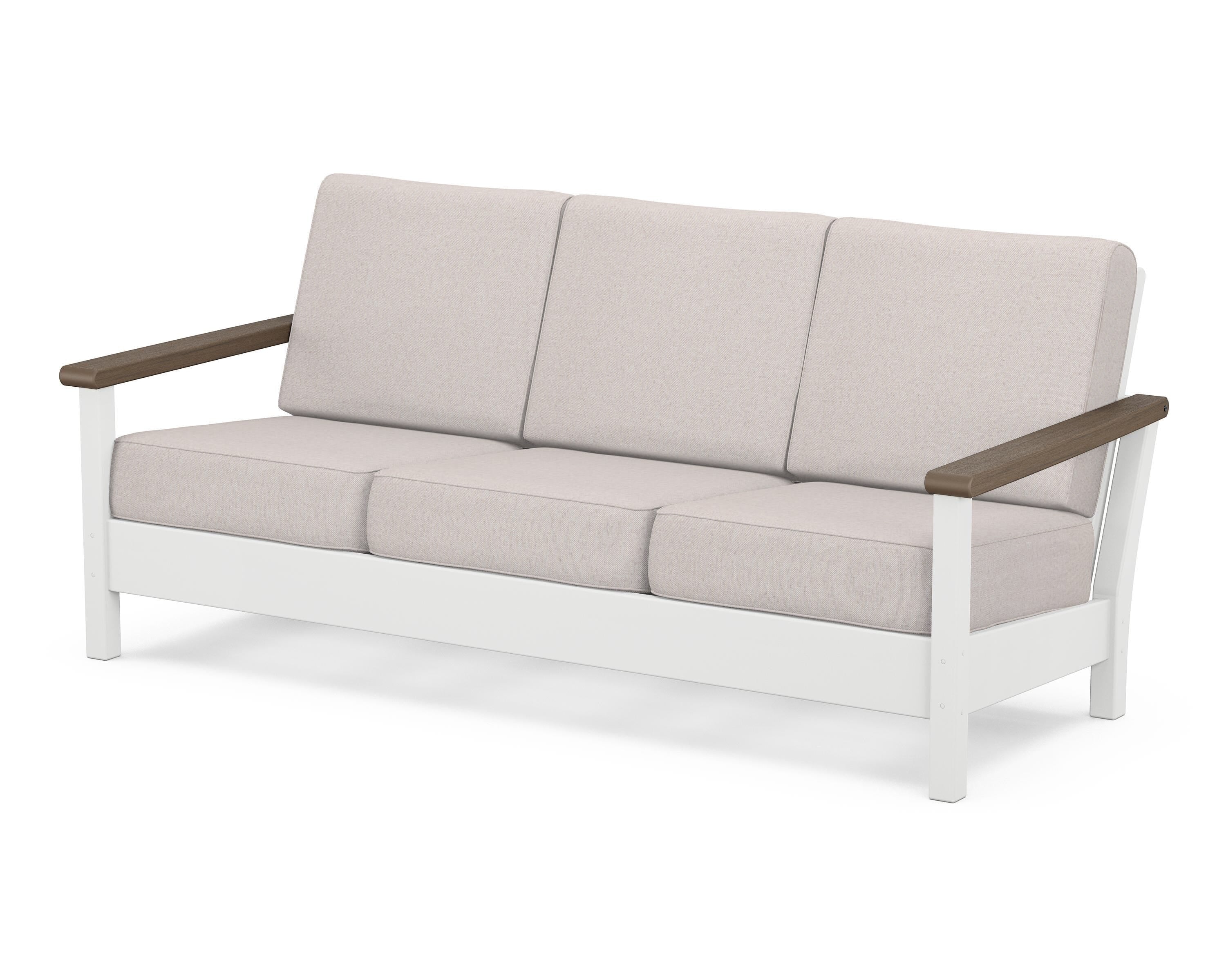 POLYWOOD® Harbour Deep Seating Sofa in White / Kona / Dune Burlap