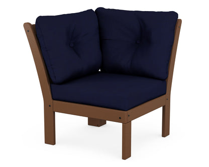 POLYWOOD® Vineyard Modular Corner Chair in Teak / Navy