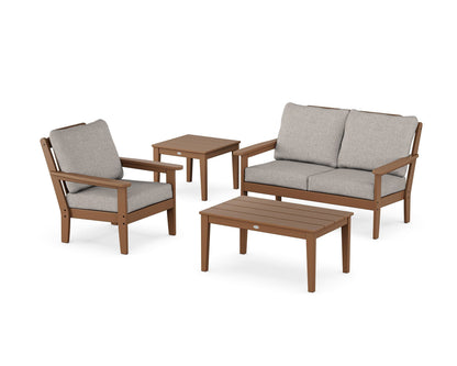 Country Living Wovendale 4-Piece Deep Seating Set in Teak / Weathered Tweed