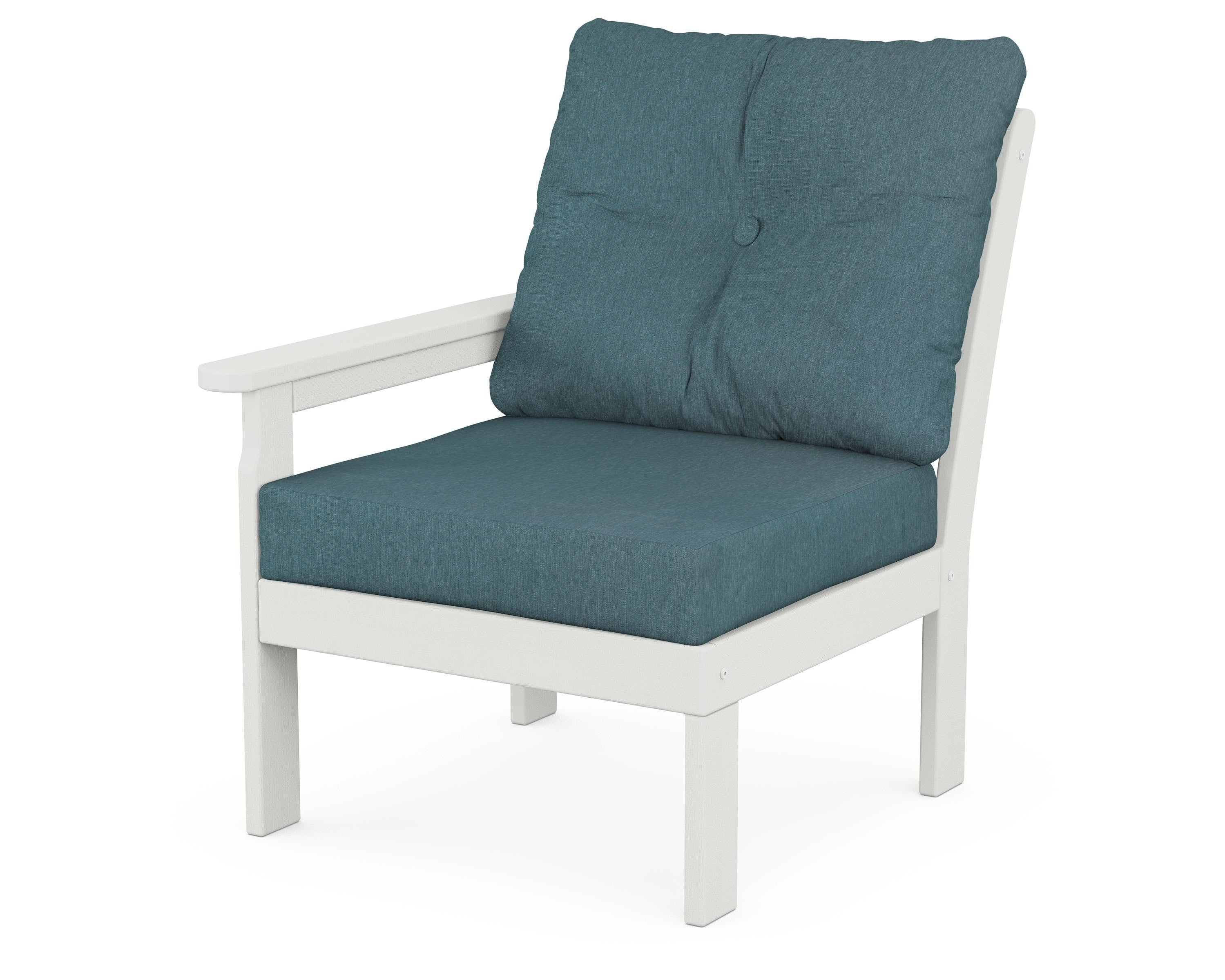 POLYWOOD® Vineyard Modular Left Arm Chair in Vintage White / Ocean Teal