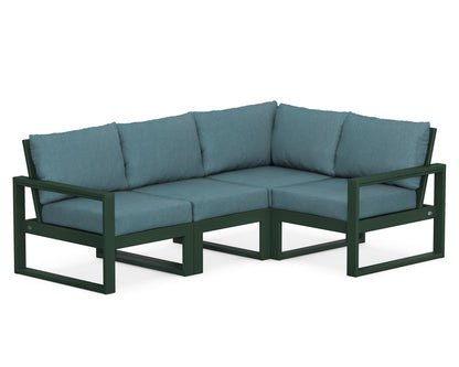 POLYWOOD® EDGE 4-Piece Modular Deep Seating Set in Green / Ocean Teal