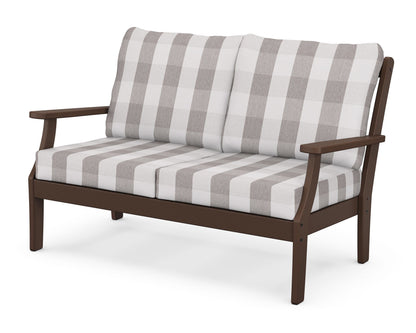 POLYWOOD® Braxton Deep Seating Loveseat in Mahogany / Buffalo Plaid Grey Mist