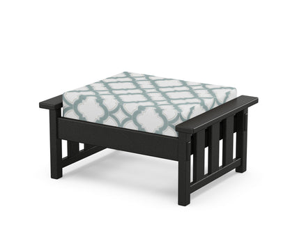 Martha Stewart by POLYWOOD® Acadia Deep Seating Ottoman in Black / Trellis Glacier Spa
