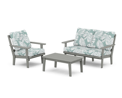 POLYWOOD® Prairie 3-Piece Deep Seating Set with Loveseat in Slate Grey / Leaf Glacier Spa