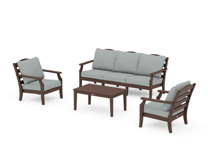 Draper James™ by  POLYWOOD® Savannah 4-Piece Deep Seating Set with Sofa in Mahogany / Spa
