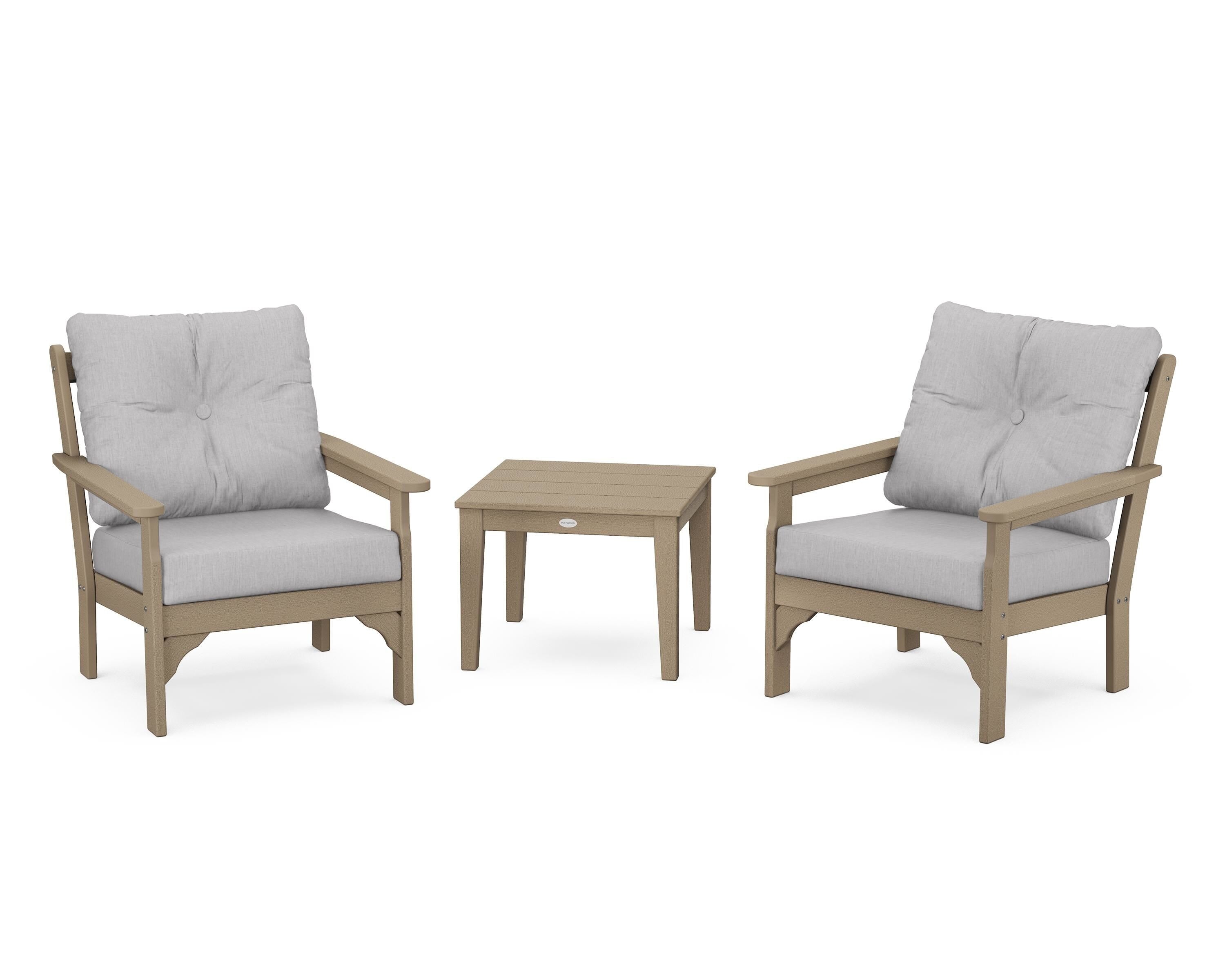 POLYWOOD® Vineyard 3-Piece Deep Seating Set in Vintage Sahara / Granite